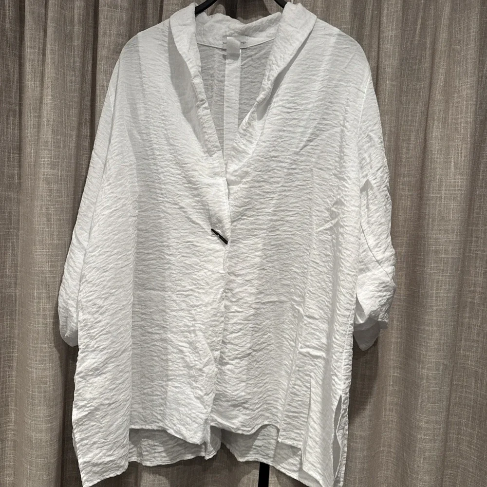 Soft Surroundings Tunic Kimono Cardigan Size 1X Open Front Button Lagenlook Boho
